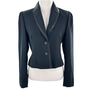 Diane Von Furstenberg womens blazer size 6 black tuxedo vintage 80s Corpcore